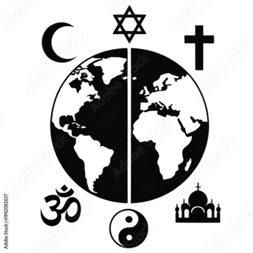 Religious Symbols Surrounding the World.