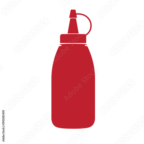 Red plastic squeeze bottle with nozzle for condiments or liquids  kitchen utensil for easy dispensing