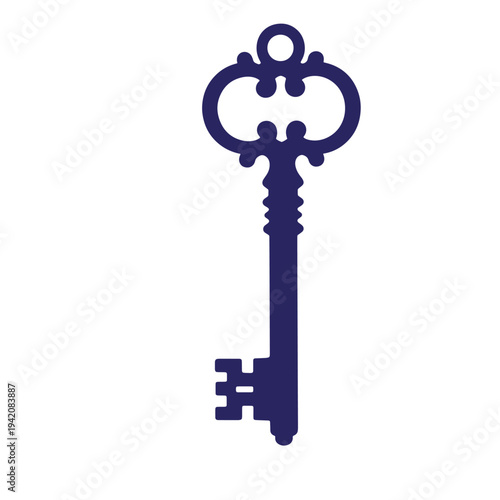 Vintage skeleton key with ornate handle and teeth for unlocking old doors and padlocks securely