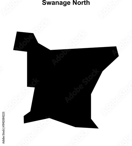 Swanage North (England) blank outline map