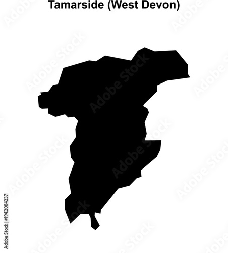 Tamarside (England) blank outline map