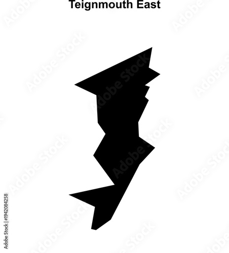 Teignmouth East (England) blank outline map