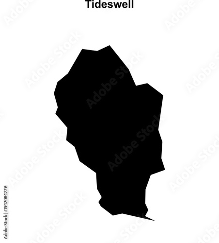 Tideswell (England) blank outline map