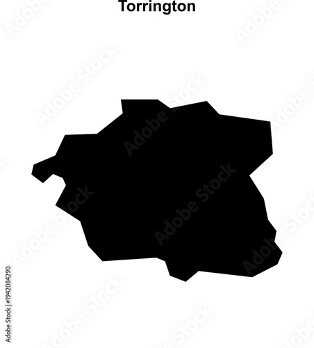 Torrington (England) blank outline map