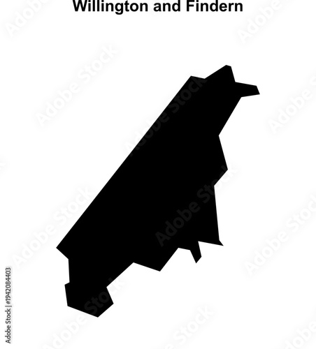 Willington and Findern (England) blank outline map