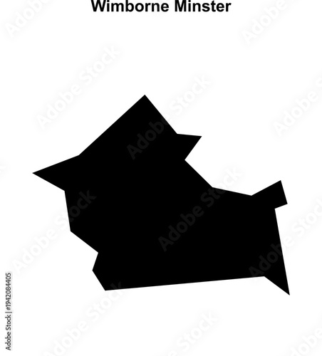 Wimborne Minster (England) blank outline map