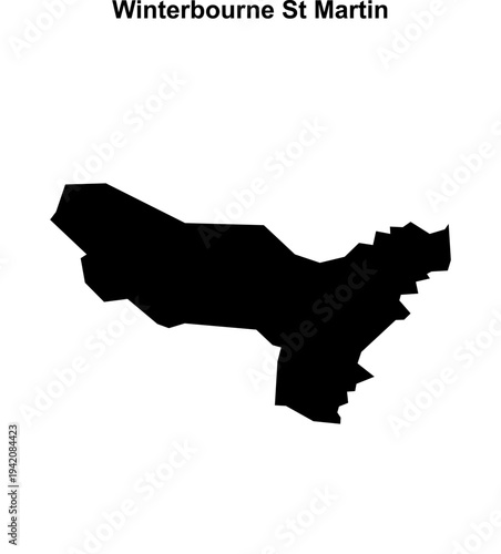 Winterbourne St Martin (England) blank outline map