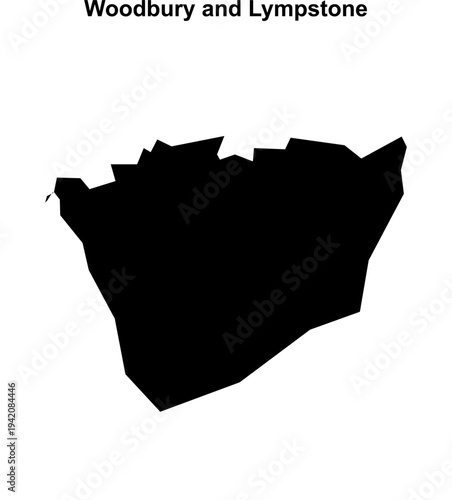 Woodbury and Lympstone (England) blank outline map