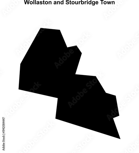 Wollaston and Stourbridge Town (England) blank outline map