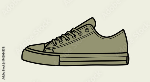 Casual Low-Top Sneaker Shoe in Olive Green Color in Bright Studio