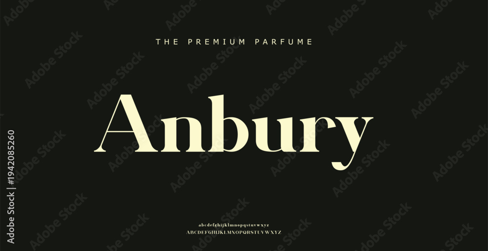 Obraz premium Luxury perfume branding with elegant Anbury logo on black background