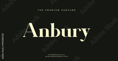 Luxury perfume branding with elegant Anbury logo on black background