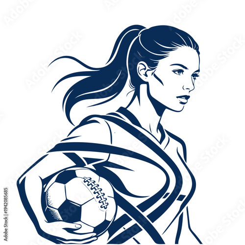 women soccer player with ball vector design, sport, vector, player, ball, football, soccer, athlete, illustration, cartoon, game, running, sports, baseball, action, people, team, silhouette,