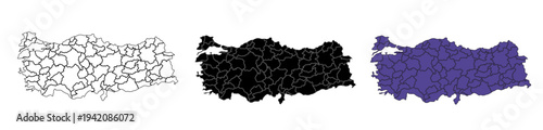A set of vector maps of Turkey with prefecture boundaries in three styles