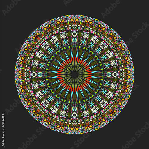 Circular colorful abstract round petal pattern mandala art