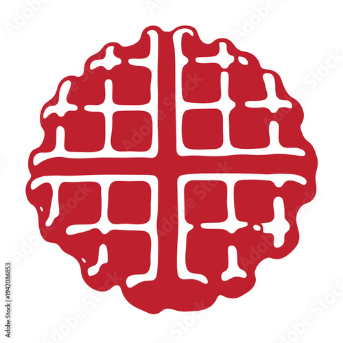 Red brain symbol with white lines and cross shape in the middle