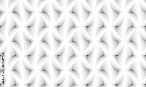 seamless geometric fractal pattern with 3d white triangular shapes optical illusion gradient architectural surface background