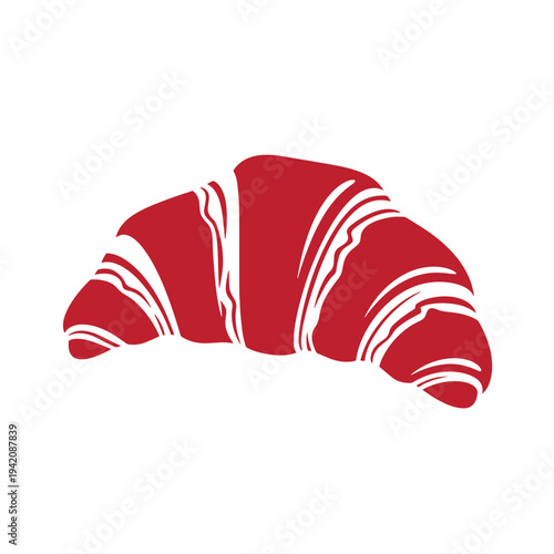 red croissant pastry with white lines on white background