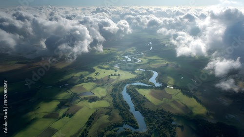 Beautiful, isolated, serene, unpopulated landscape showcasing Norfolk Broads – Flat wetlands and rivers