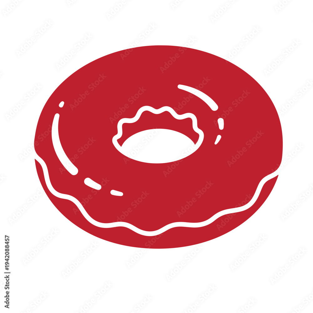 Obraz premium red glazed doughnut on white background