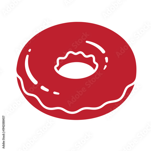 red glazed doughnut on white background