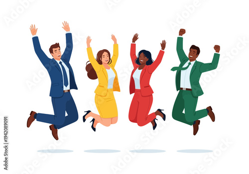 Diverse business team celebrating success together