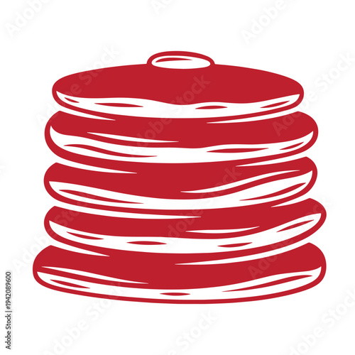 red stack of pancakes breakfast food illustration
