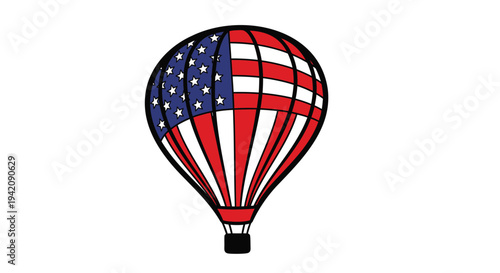 American flag hot air balloon vector illustration