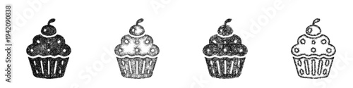 Sketch cupcake icon design set
