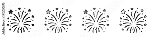 Sketch fireworks icon design set