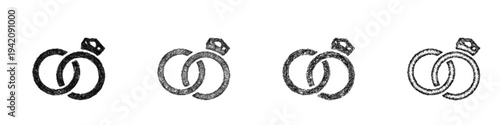 Sketch wedding rings icon design set