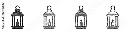Sketch lantern icon design set