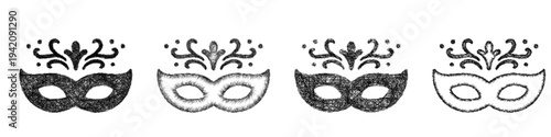 Sketch masquerade mask icon design set