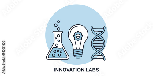 Innovation labs logo with science and technology symbols