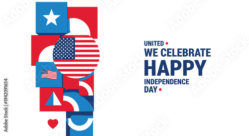 Set of 10 patriotic icons vector, Independence Day graphics