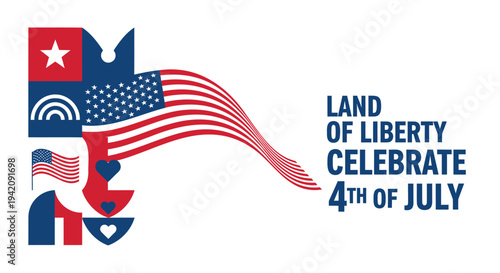 Set of 4th of July patriotic icons vector