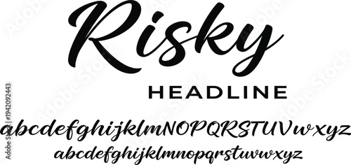Risky Handwritten Script Alphabet Font Set with Uppercase and Lowercase Letters for Modern Typography, Logo Design, Branding, Invitations, and Creative Display Projects