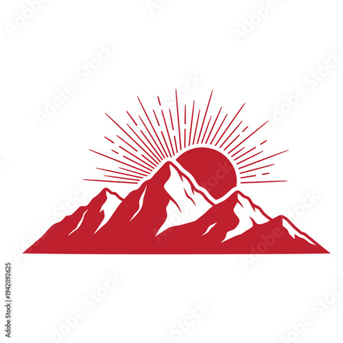 mountain range landscape with sunrise  scenic view of mountains and sun rising  nature background