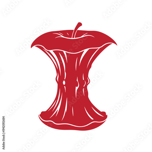 Red apple on a tree stump  natural food and plant illustration