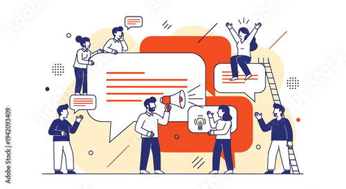 Vector illustration of people communicating with speech bubbles