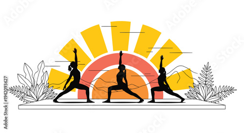 Set of 3 yoga poses vector illustrations
