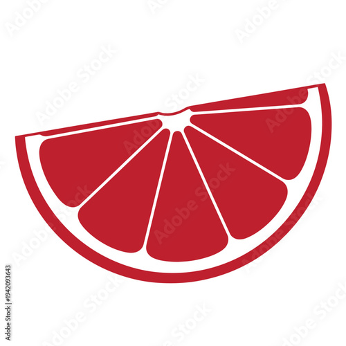 red grapefruit slice cut in half citrus fruit illustration