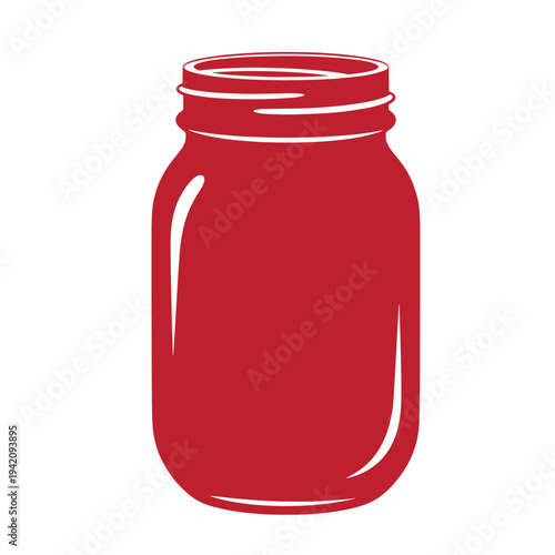 Red jar with lid isolated on white background