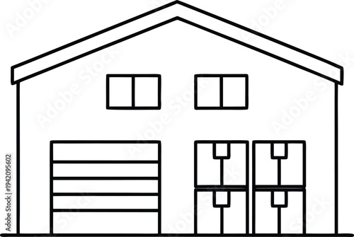 warehouse line art vector illustration on transparent background
