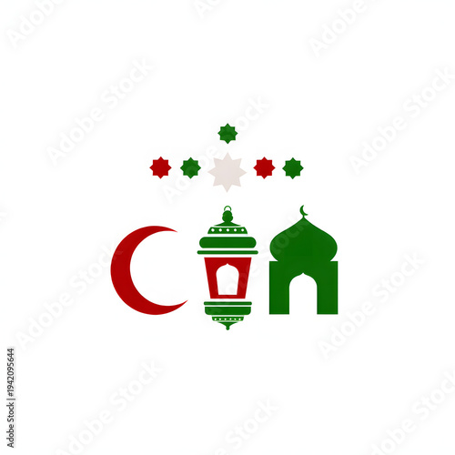 Vector illustration of a red Christmas lantern with holly and green leaves featuring a festive holiday gift design and eco symbol for seasonal decoration