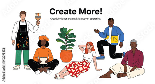 Set of 6 diverse people vector illustrations