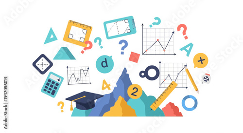 Colorful illustration of math symbols and education icons celebrating Math Day with a joyful and colorful design