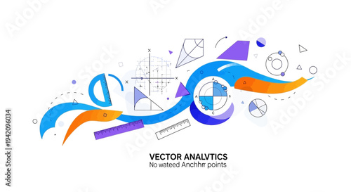 Colorful vector illustration celebrating Math Day with algebraic shapes and symbols in a business template design, conveying a joyful and educational mood