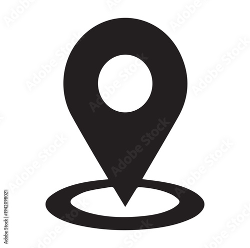 Location Pin Map Marker Icon – Black Navigation Pointer Vector Symbol