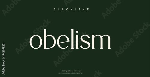 Modern typography design with obelism text on dark green background